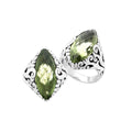 Sterling Silver Green Amethyst Quartz Marquise Balinese Ring Handcrafted In Indonesia