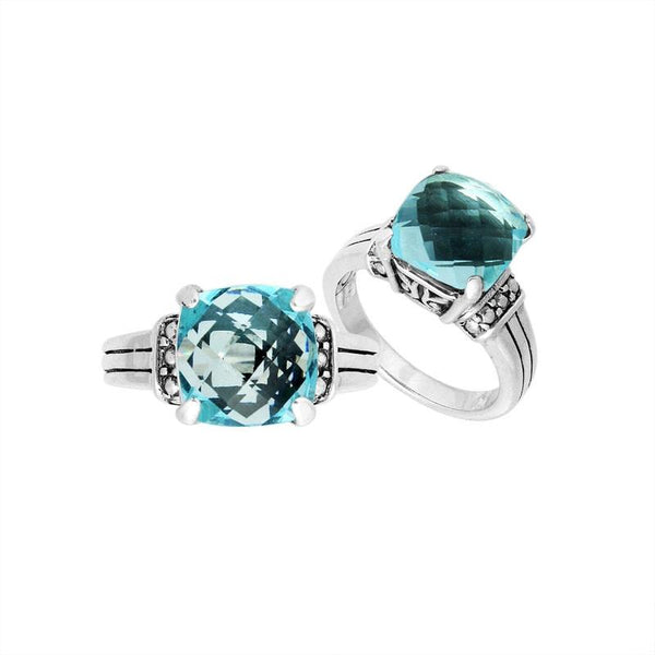 AR-9005-BT-6" Sterling Silver Ring With Blue Topaz Q. Jewelry Bali Designs Inc 