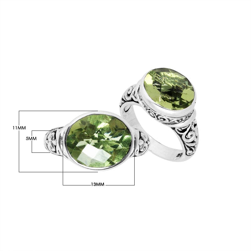 AR-9007-GAM-7 Sterling Silver Ring With Green Amethyst Q. Jewelry Bali Designs Inc 