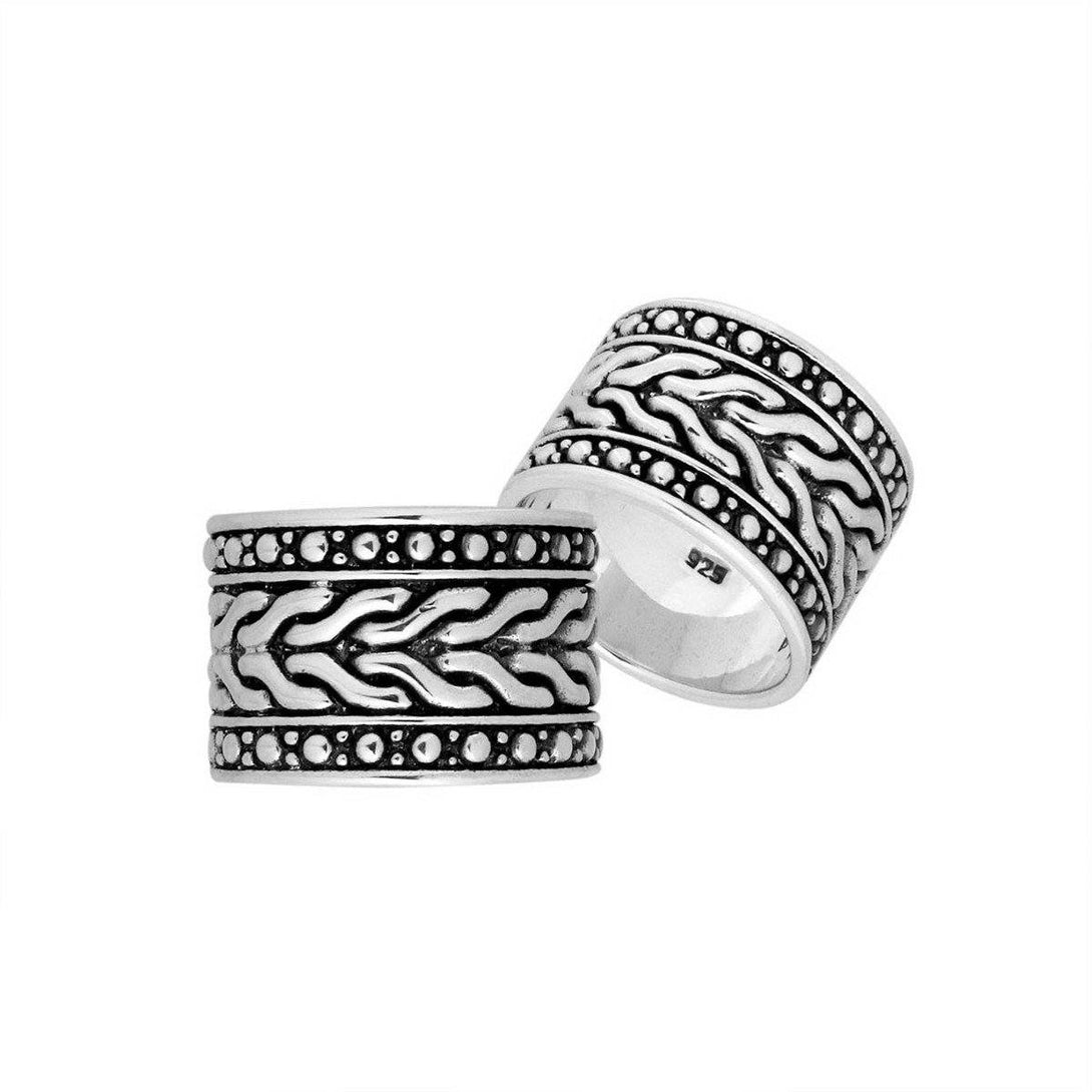 AR-9019-S-7'' Sterling Silver Beautiful,Pretty Designer Round Shape Ring With Plain Silver Jewelry Bali Designs Inc 