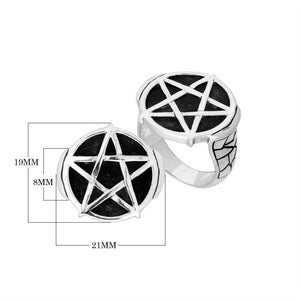 Sterling Silver Pentagram Oxidized Designer Statement Ring For Wholesale Jewelry Buyers.