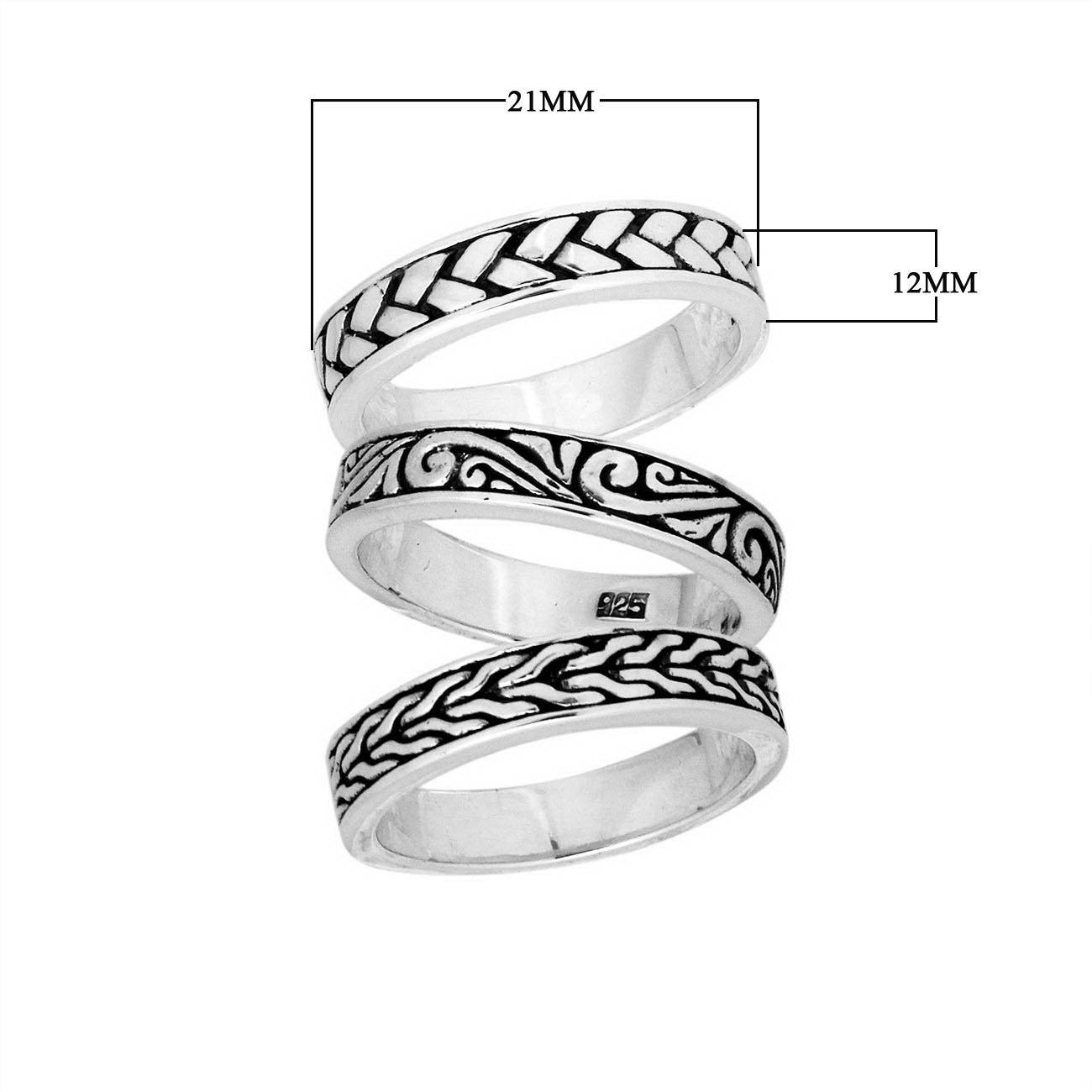 Sterling Silver Oxidized Lovely Pretty Designer Round Ring With Balinese Carving.