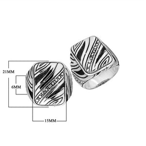 Sterling Silver Oxidized Beautiful Simple Design Ring With Balinese Engraving.
