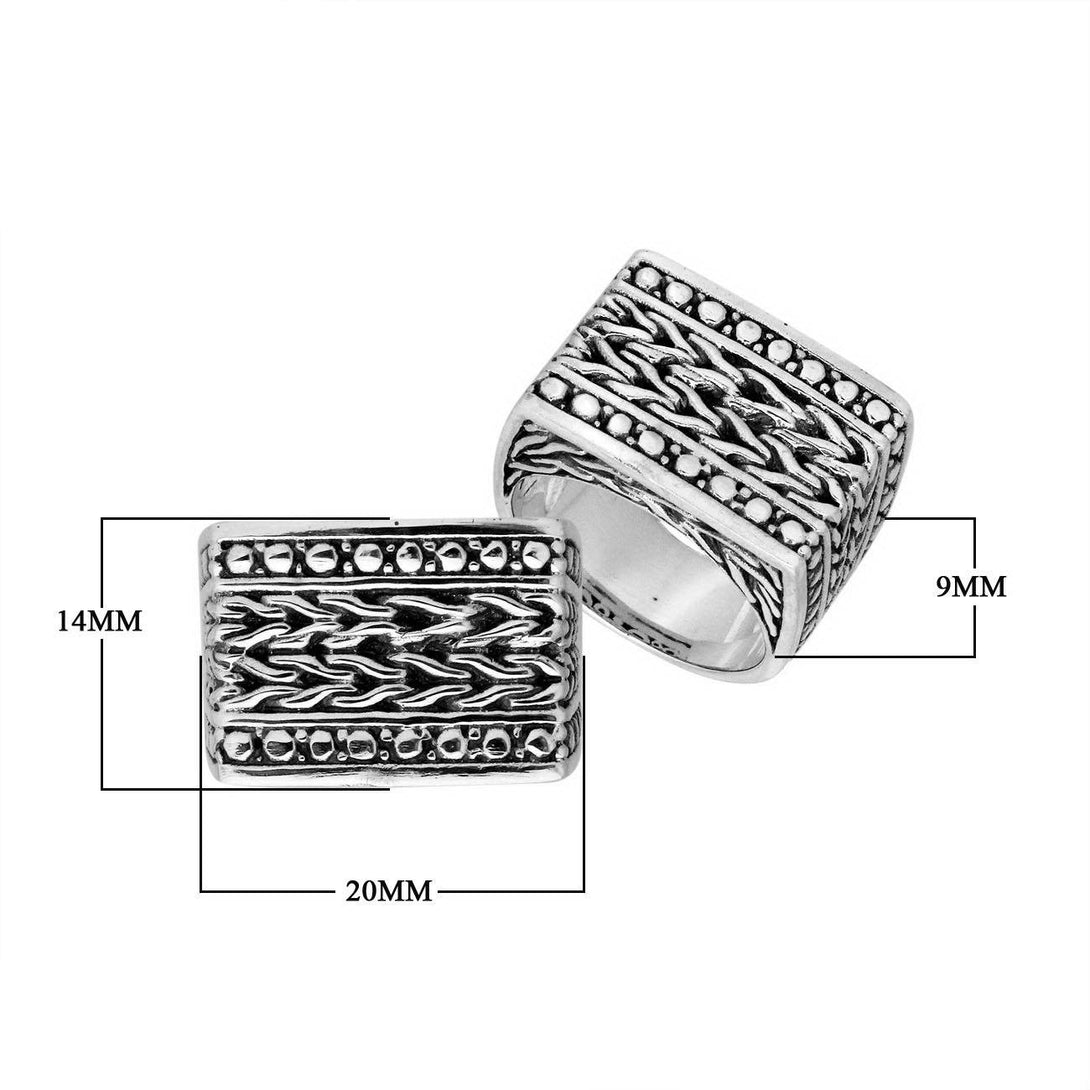 AR-9037-S-11'' Sterling Silver Designer Square Shape Ring With Plain Silver Jewelry Bali Designs Inc 
