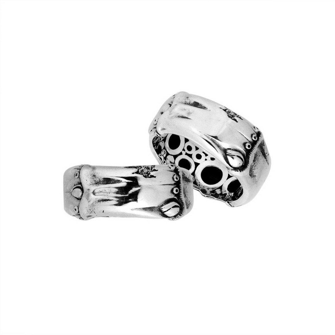 AR-9038-S-11'' Sterling Silver Fancy Design Ring With Plain Silver Jewelry Bali Designs Inc 