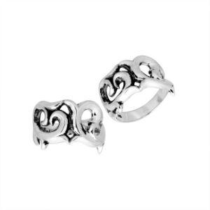 AR-9042-S-12'' Sterling Silver Pretty Designer Ring With Plain Silver Jewelry Bali Designs Inc 