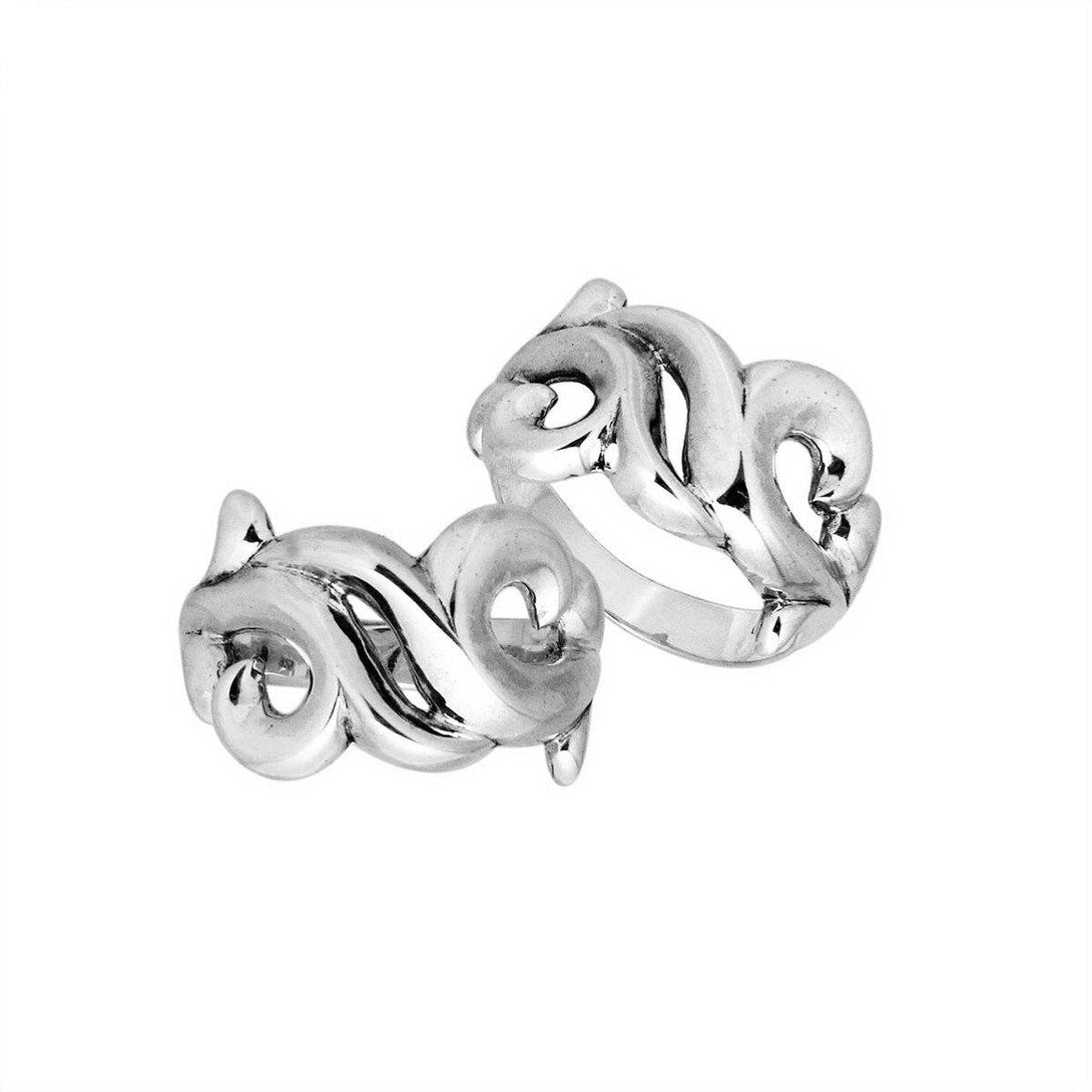 AR-9043-S-8'' Sterling Silver Beautiful Designer Ring With Plain Silver Jewelry Bali Designs Inc 