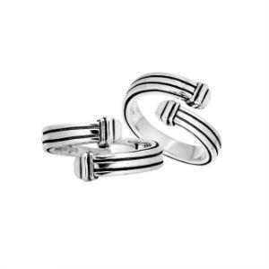Sterling Silver handcrafted minimal open band ring wholesale from Bali, Indonesia with double-stripe design