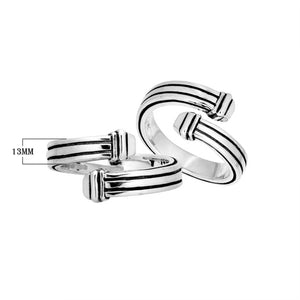 Sterling Silver handcrafted minimal open band ring wholesale from Bali, Indonesia with double-stripe design