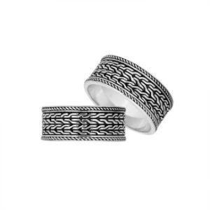 Sterling Silver handcrafted braided pattern ring wholesale from Bali, Indonesia with oxidized rope detailing