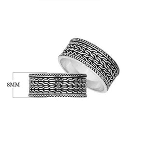 Sterling Silver handcrafted braided pattern ring wholesale from Bali, Indonesia with oxidized rope detailing