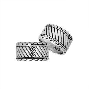 Sterling Silver handcrafted diagonal stripe band ring wholesale from Bali, Indonesia with oxidized finish
