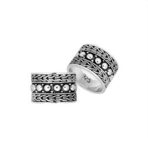 AR-9048-S-11'' Sterling Silver Beautiful Designer Ring With Plain Silver Jewelry Bali Designs Inc 