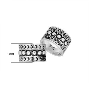 Sterling Silver handcrafted dotted pattern band ring wholesale from Bali, Indonesia with oxidized chain design