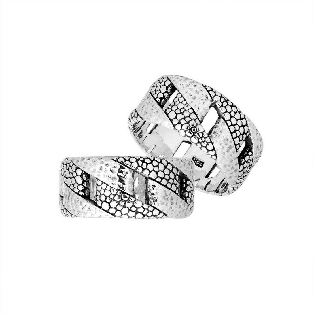 AR-9052-S-6'' Sterling Silver Beautiful Designer Ring With Plain Silver Jewelry Bali Designs Inc 