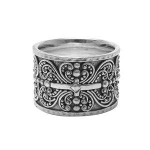 AR-9057-S-7" Sterling Silver Beautiful Design Round Shape Ring With Plain Silver Jewelry Bali Designs Inc 