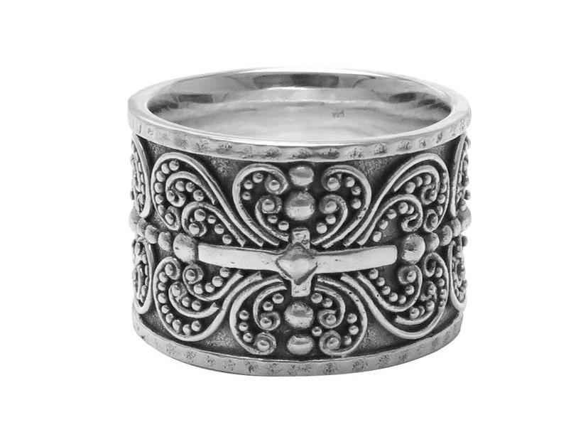 AR-9057-S-7" Sterling Silver Beautiful Design Round Shape Ring With Plain Silver Jewelry Bali Designs Inc 