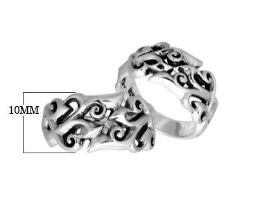 AR-9059-S-10" Sterling Silver Designer Ring With Plain Silver Jewelry Bali Designs Inc 