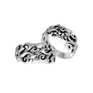 AR-9059-S-10" Sterling Silver Designer Ring With Plain Silver Jewelry Bali Designs Inc 