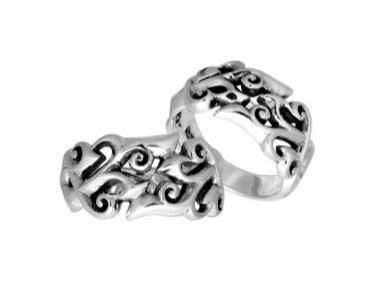 AR-9059-S-12" Sterling Silver Designer Ring With Plain Silver Jewelry Bali Designs Inc 