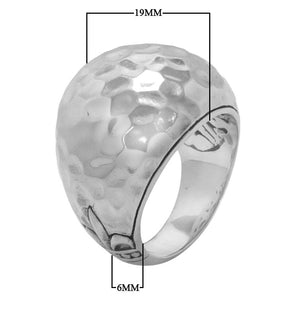 Sterling Silver handcrafted hammered dome ring wholesale from Bali, Indonesia with polished textured finish