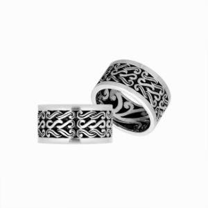 Sterling Silver handcrafted oxidized swirl band ring wholesale from Bali, Indonesia with polished edge design