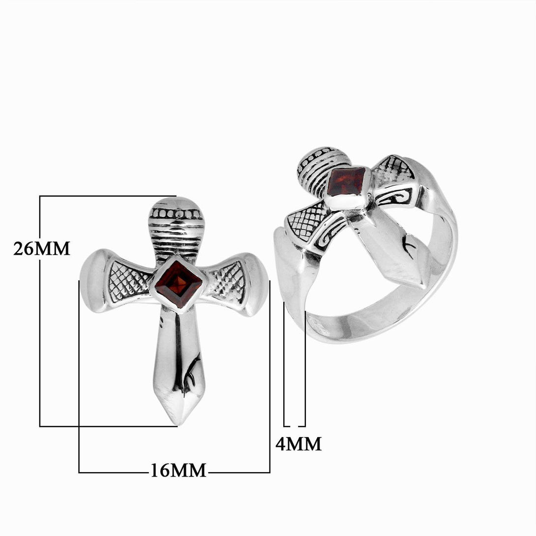 AR-9069-GA-10'' Sterling Silver Ring With Garnet Jewelry Bali Designs Inc 