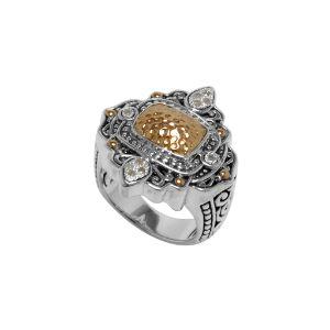 ARG-8036-DY-6" Sterling Silver Ring With 18K Gold And Diamond Jewelry Bali Designs Inc 