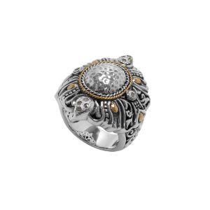 ARG-8037-DY-6" Sterling Silver Ring With 18K Gold And Diamond Jewelry Bali Designs Inc 