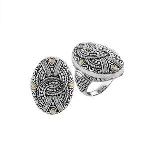 ARG-8040-DY-6" Sterling Silver Ring With 18K Gold And Diamond Jewelry Bali Designs Inc 