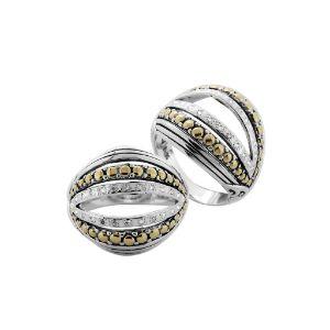 ARG-8043-DY-6" Sterling Silver Ring With 18K Gold And Diamond Jewelry Bali Designs Inc 
