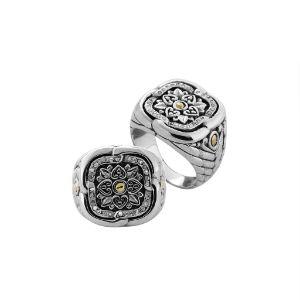 ARG-8044-DY-6" Sterling Silver Ring With 18K Gold And Diamond Jewelry Bali Designs Inc 