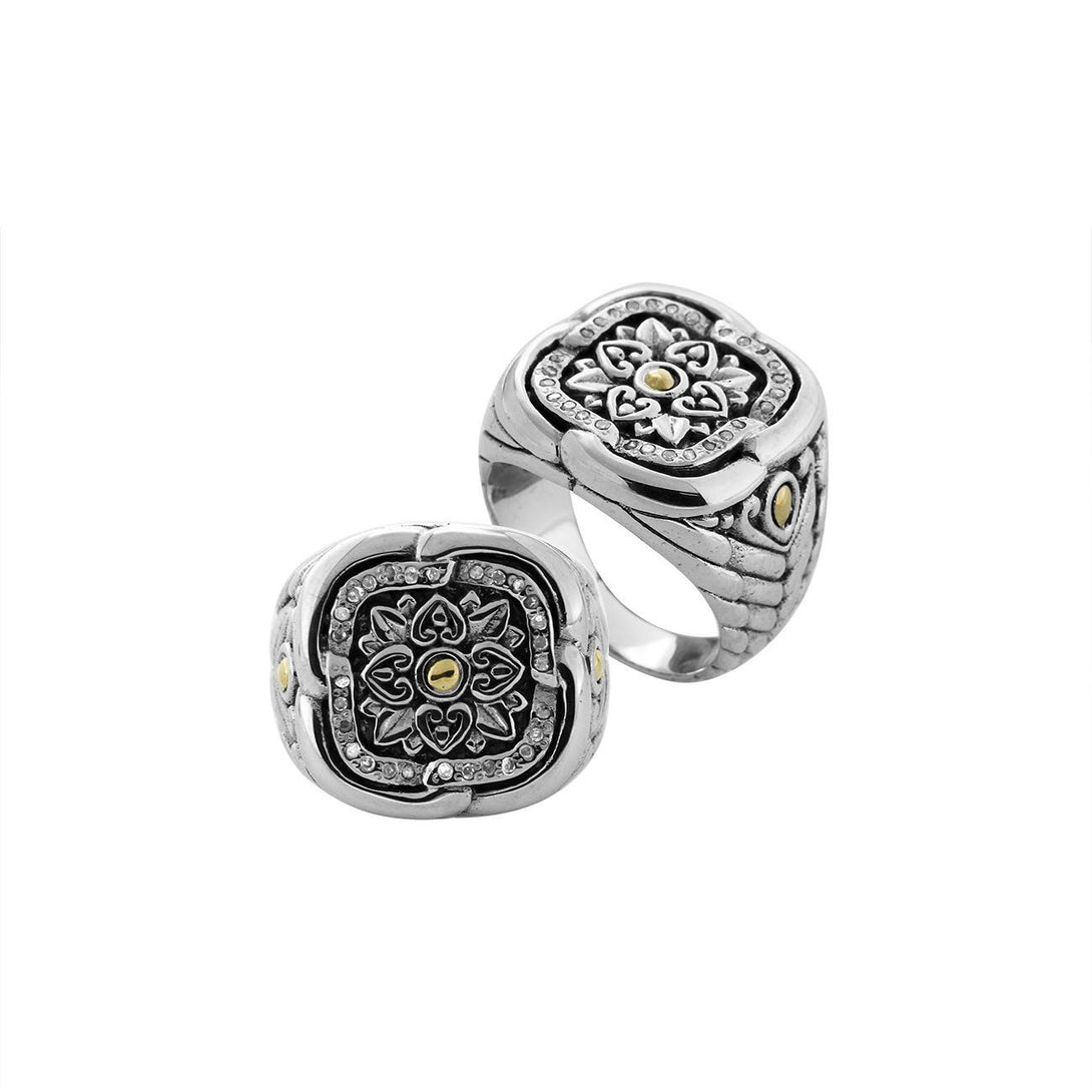 ARG-8044-DY-6" Sterling Silver Ring With 18K Gold And Diamond Jewelry Bali Designs Inc 