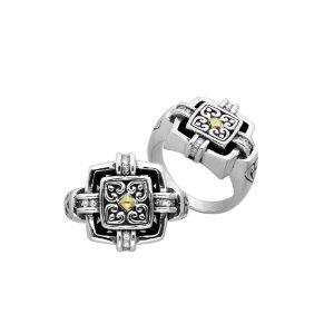 ARG-8046-DY-7" Sterling Silver Ring With 18K Gold And Diamond Jewelry Bali Designs Inc 
