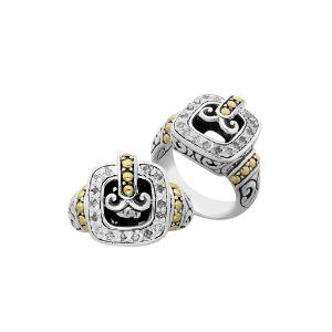 ARG-8047-DY-6" Sterling Silver Ring With 18K Gold And Diamond Jewelry Bali Designs Inc 