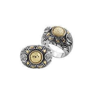 ARG-8048-GD-6" Sterling Silver Ring With 18K Gold And Diamond Jewelry Bali Designs Inc 