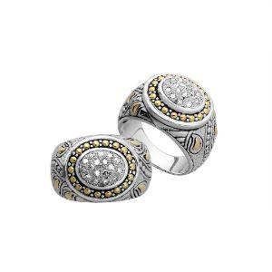 ARG-8049-DY-6" Sterling Silver Ring With 18K Gold And Diamond Jewelry Bali Designs Inc 