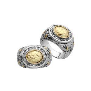 ARG-8049-GD-6" Sterling Silver Ring With 18K Gold And Diamond Jewelry Bali Designs Inc 