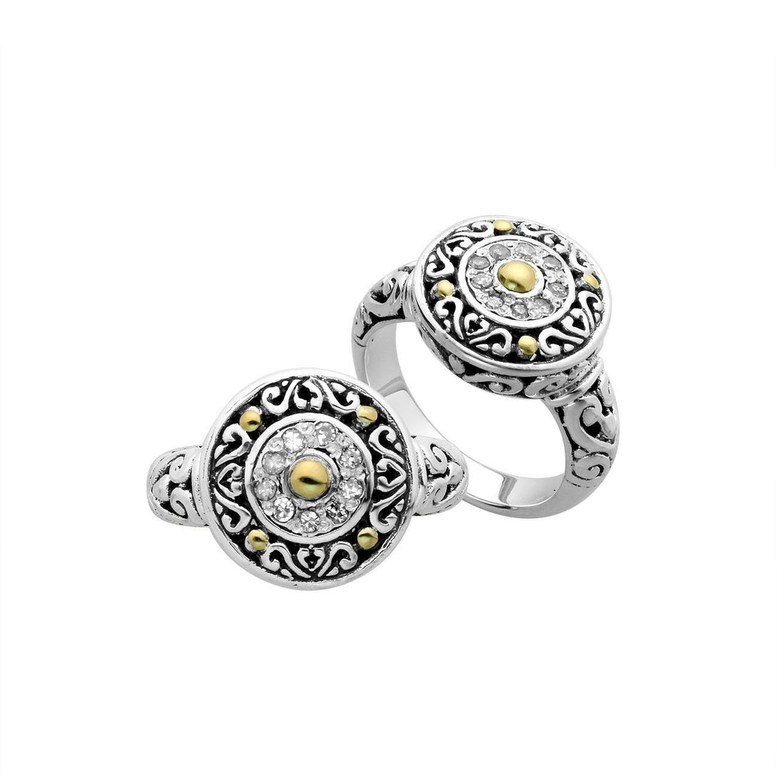 ARG-8051-DY-6" Sterling Silver Ring With 18K Gold And Diamond Jewelry Bali Designs Inc 