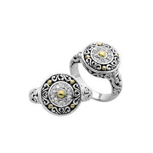 ARG-8051-DY-6" Sterling Silver Ring With 18K Gold And Diamond Jewelry Bali Designs Inc 