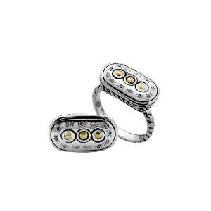 ARG-9072-DY-6" Sterling Silver Ring With 18K Gold And Diamond Jewelry Bali Designs Inc 