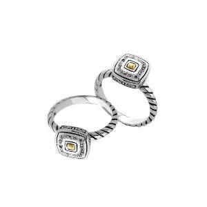 ARG-9074-DY-6" Sterling Silver Ring With 18K Gold And Diamond Jewelry Bali Designs Inc 