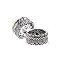 Wholesale Sterling Silver With 18K Gold Diamond Braided Multi-Band Statement Ring With Balinese Carvings.