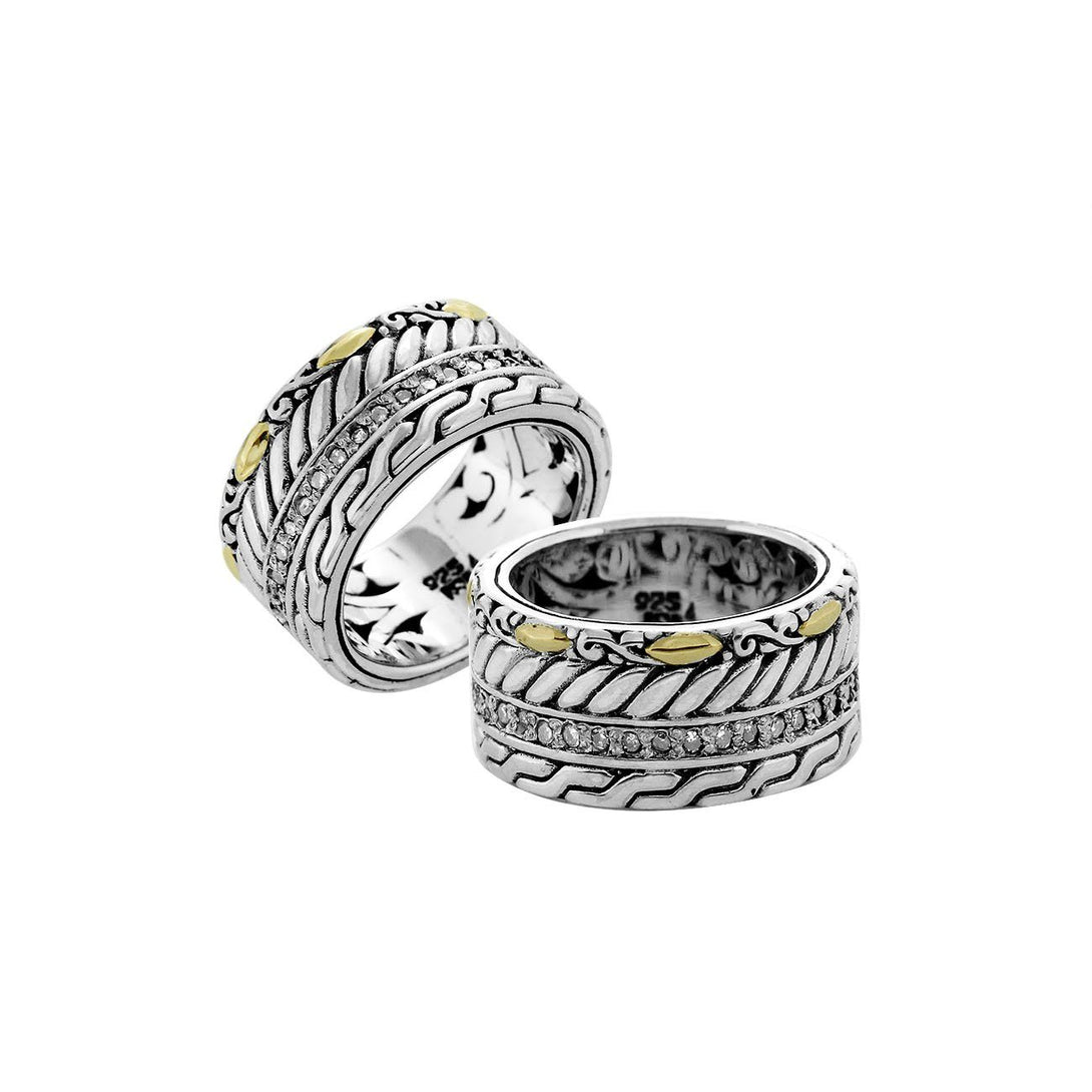 ARG-9075-DY-9" Sterling Silver Ring With 18K Gold And Diamond Jewelry Bali Designs Inc 