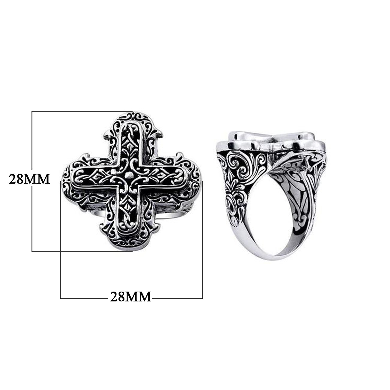 Wholesale Silver Overlay Over Copper Cross-Shaped Carved Balinese Heritage Ring.