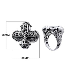 Wholesale Silver Overlay Over Copper Cross-Shaped Carved Balinese Heritage Ring.