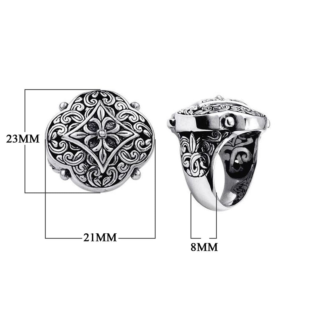 ARSF-6009-SF-5" Silver Overlay Designer Flower Shape Ring Jewelry Bali Designs Inc 