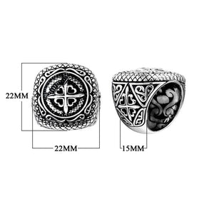 Wholesale Silver Overlay Over Copper Compass Heart Carved Balinese Ring.