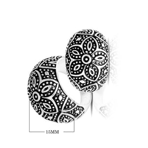 Silver Overlay Over Copper Floral Dome Ring With Sterling Silver Accents