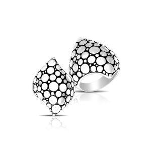 Silver Overlay Over Copper Modern Bubble Pattern Dome Ring